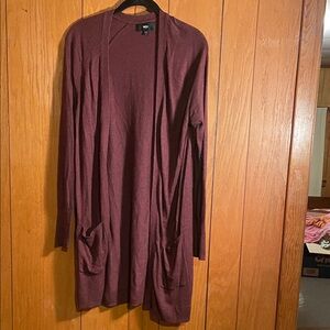 Mossimo long burgundy cardigan